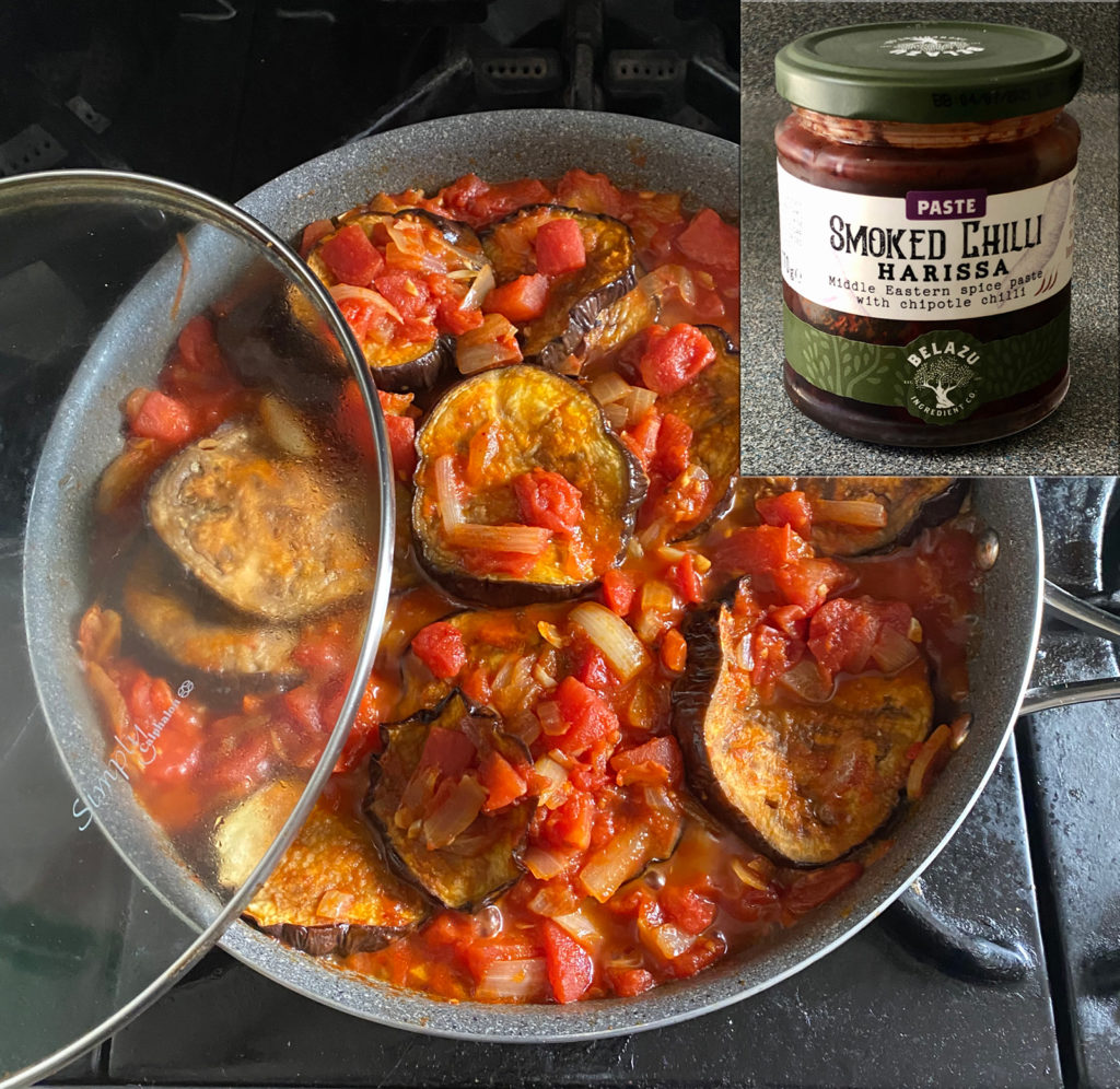 Recipe for Roasted Eggplant Shakshuka with Belazu Smoked Chilli Harissa 